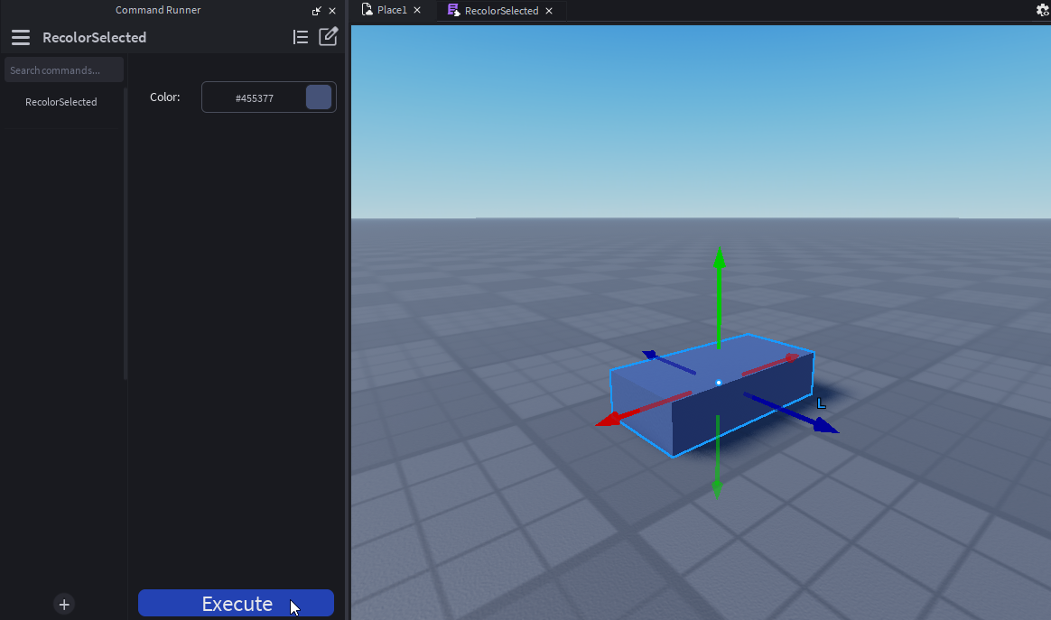 Selected part recolored after Execute