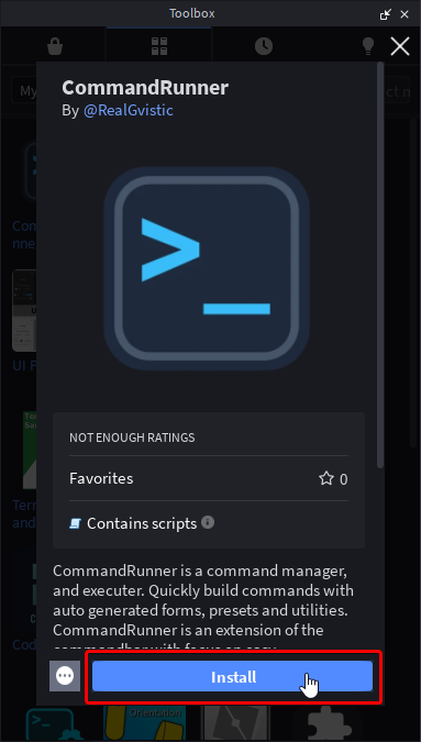 Install CommandRunner from the Toolbox inventory